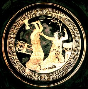 Clitennestra uccide Cassandra<br>Pittura vascolare greca